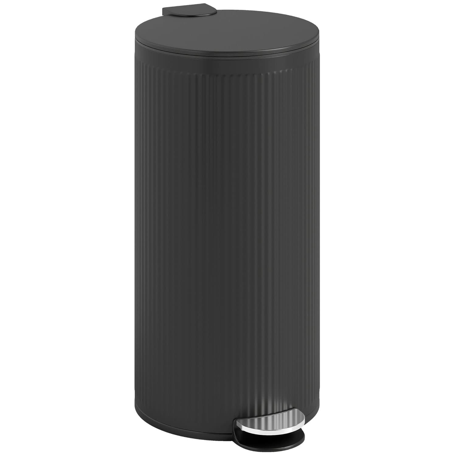 30L Black Pedal Bin with Soft-Close Lid - Black
