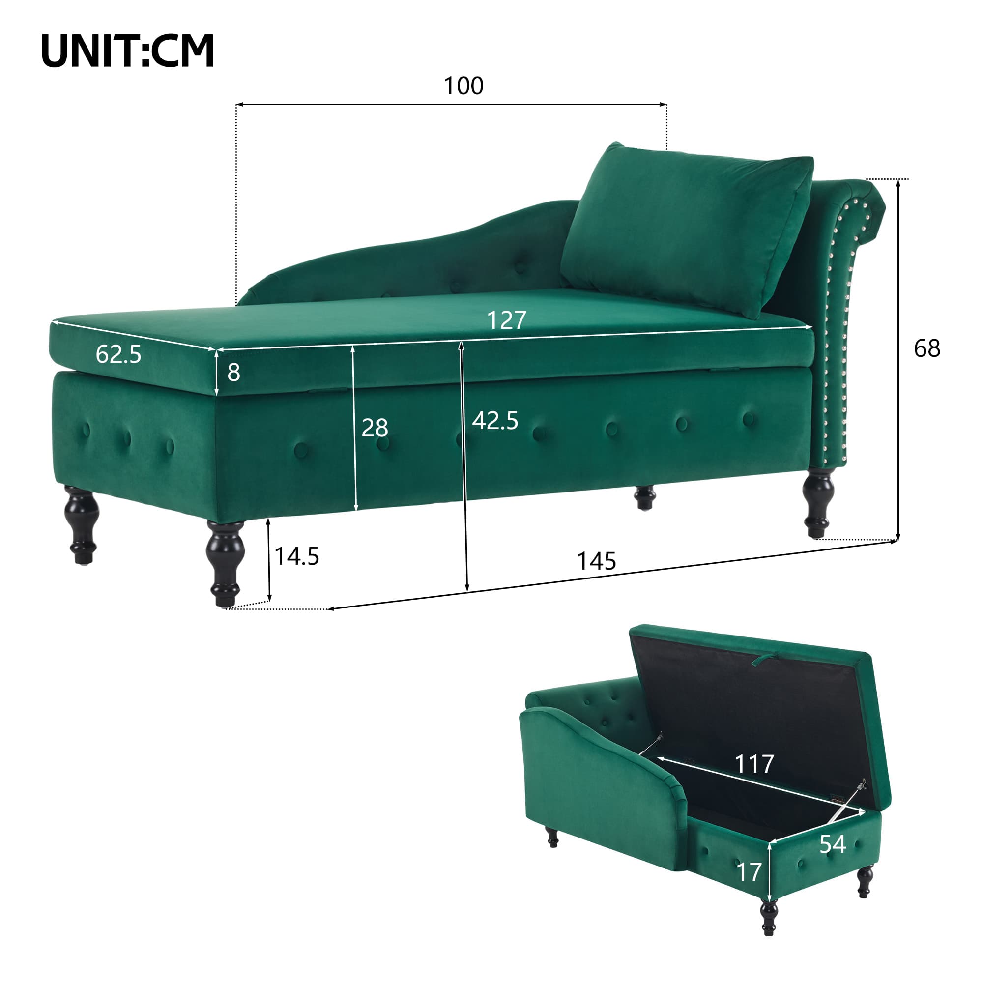 Velvet Chaise Lounge with Hidden Storage - image 6