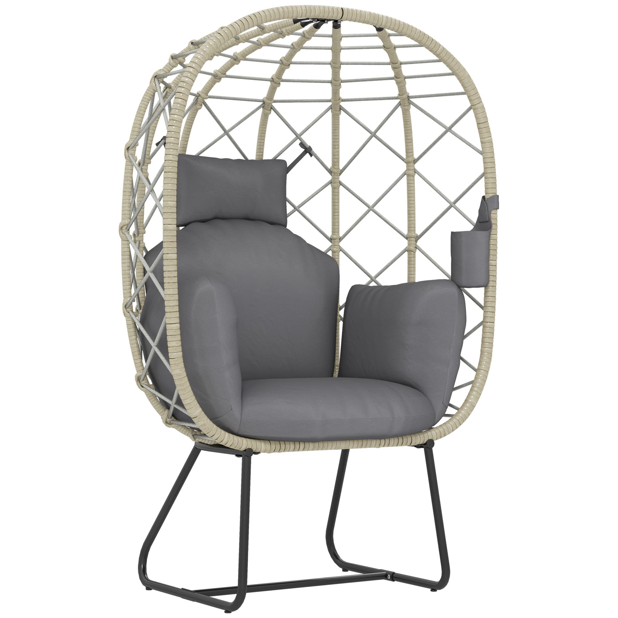 Grey Rattan Standing Egg Chair