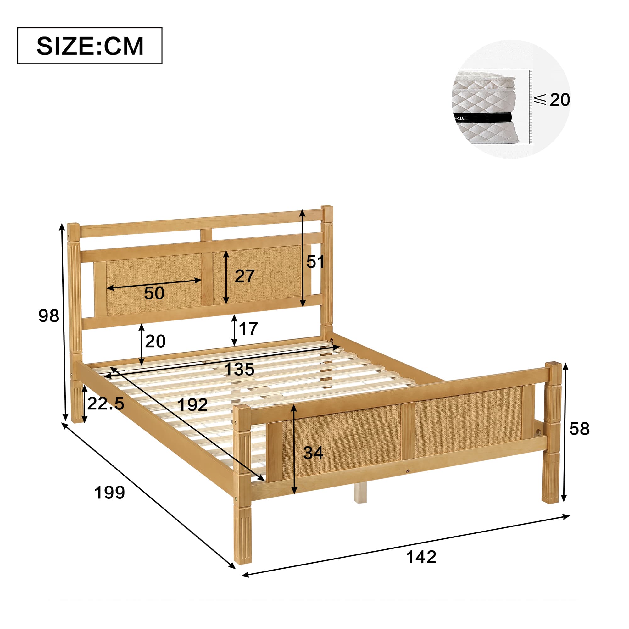 Natural Rattan Double Bed - image 6