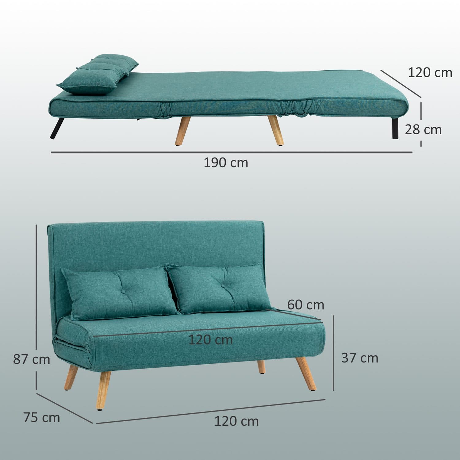 Green 2-Seater Sofa Bed - image 3