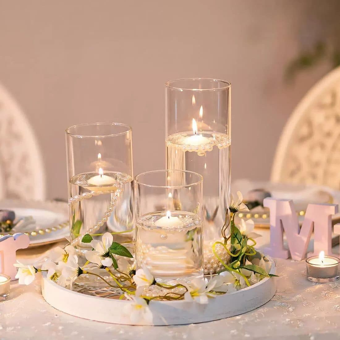 Set of 6 Clear Glass Cylinder Candle Holders in Three Heights - image 6