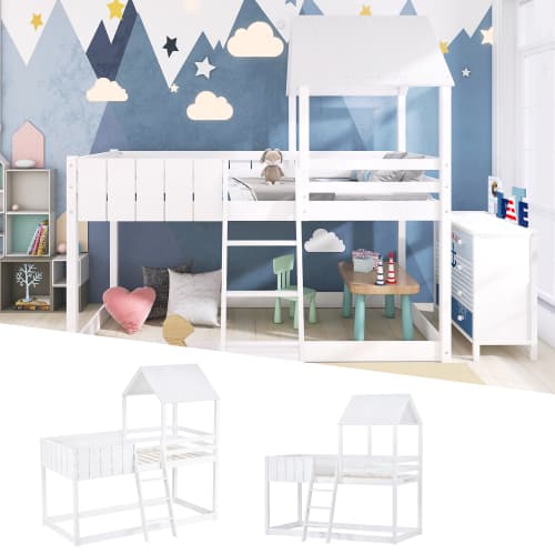 Solid Wood Treehouse Mid-Sleeper Cabin Bed for Kids - image 9