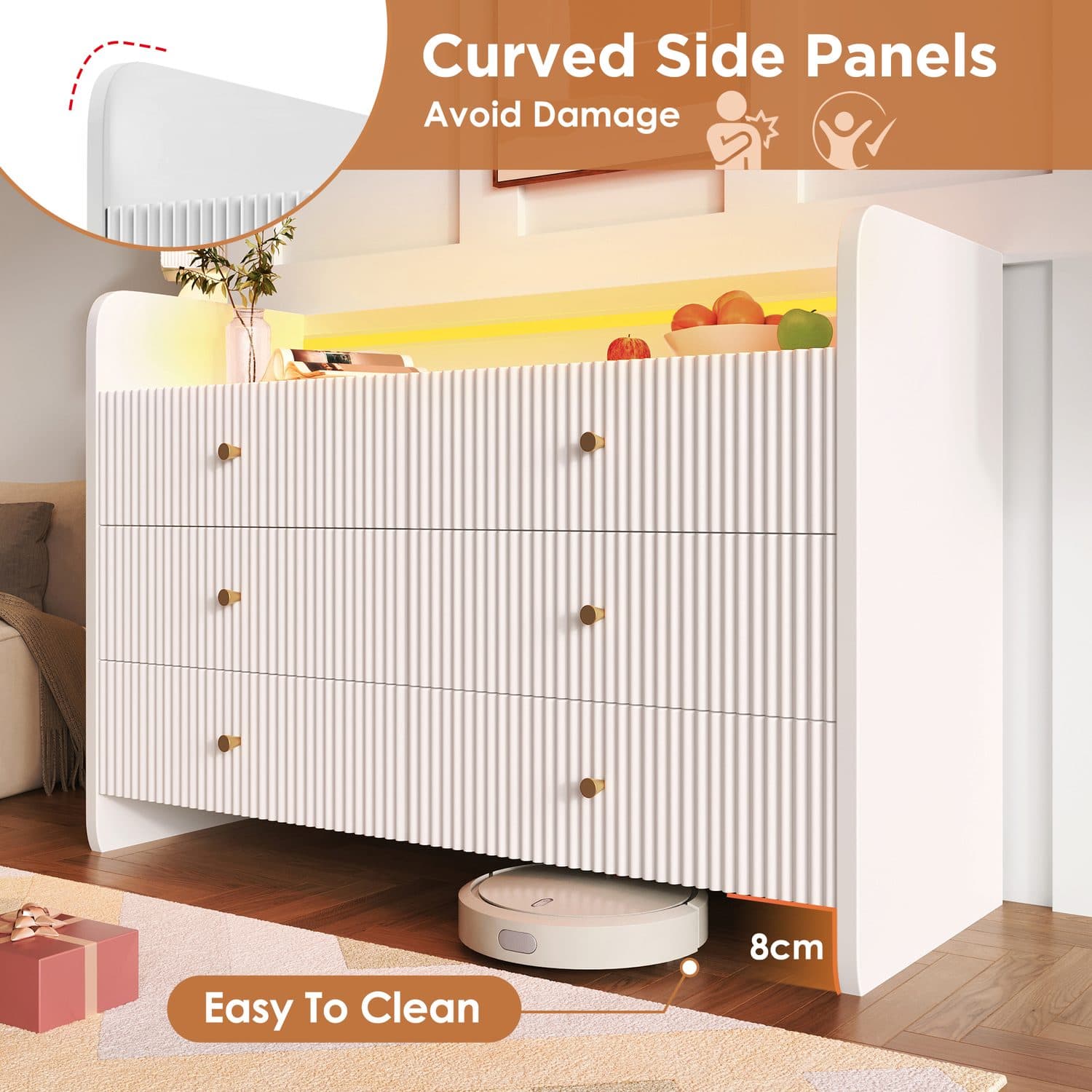 Fluted LED Sideboard - image 1
