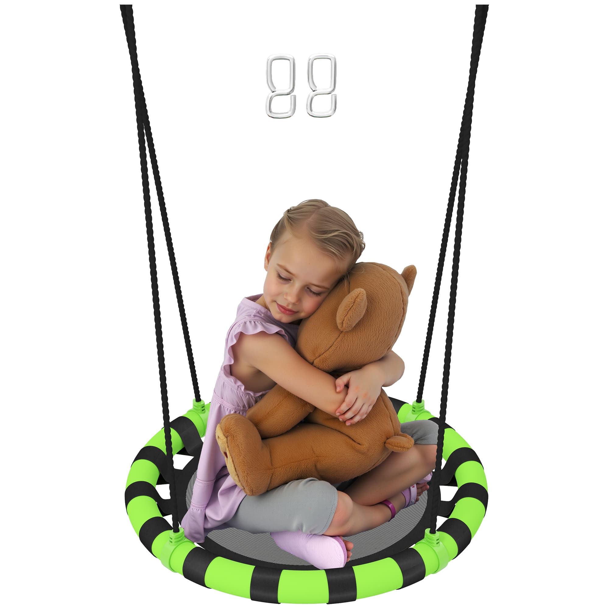 60cm Saucer Nest Swing for Kids — Height-Adjustable Ropes - Black