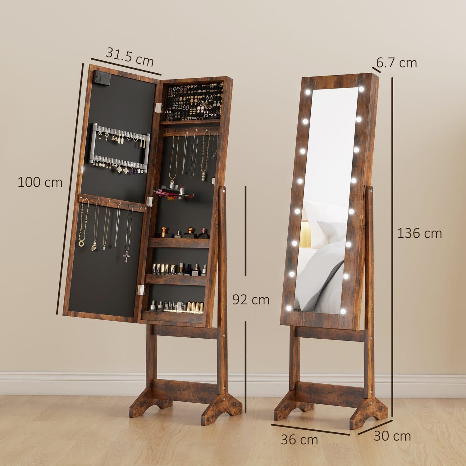 LED Mirrored Jewellery Cabinet - image 3