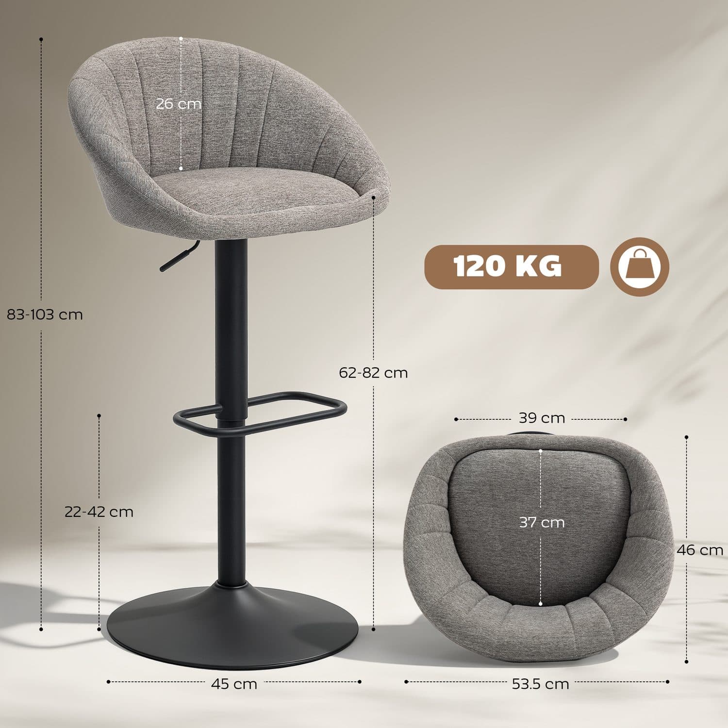 Set of 2 Grey Tub Bar Stools for Effortless Kitchen Comfort - image 5