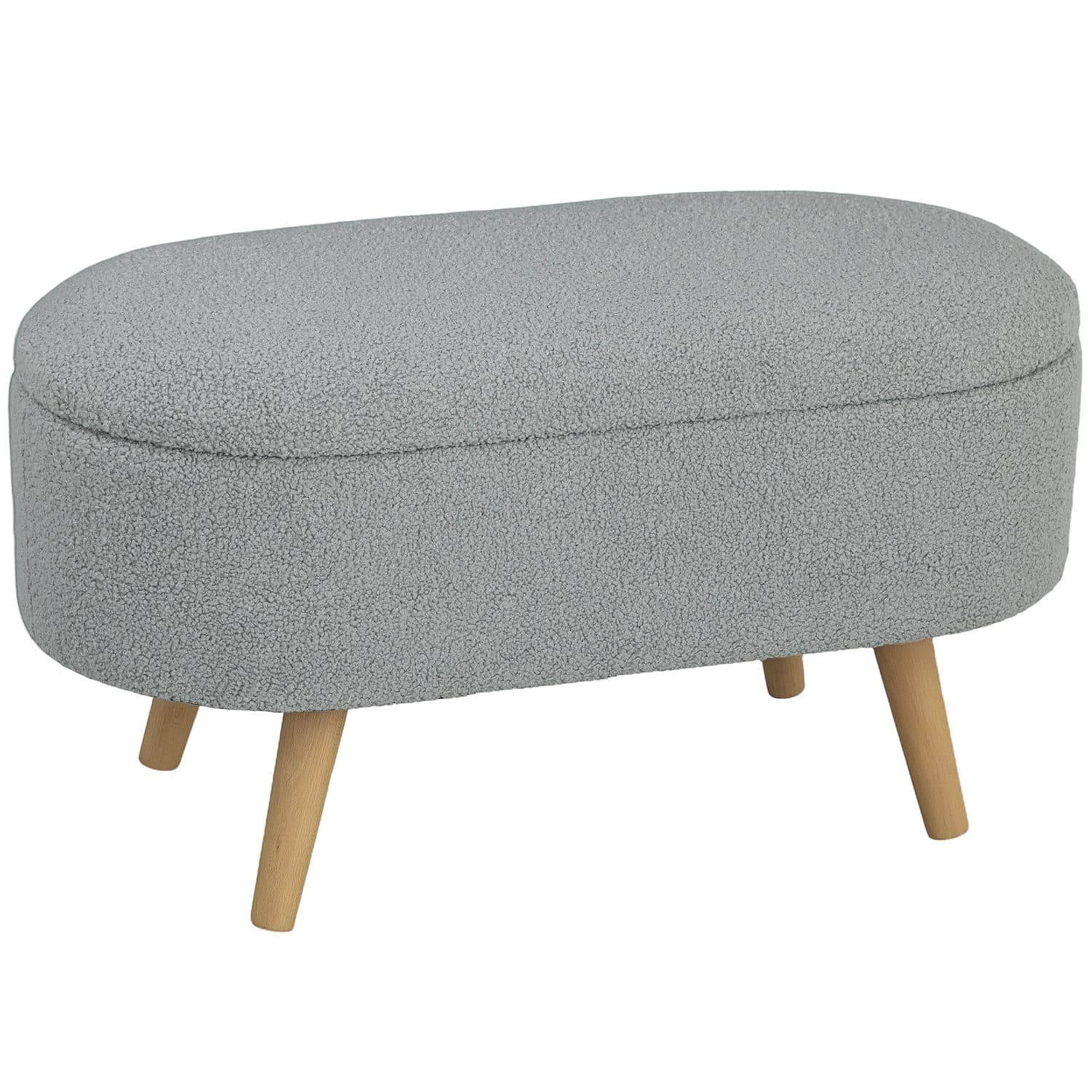 Grey Teddy Fleece Storage Ottoman - Charcoal grey
