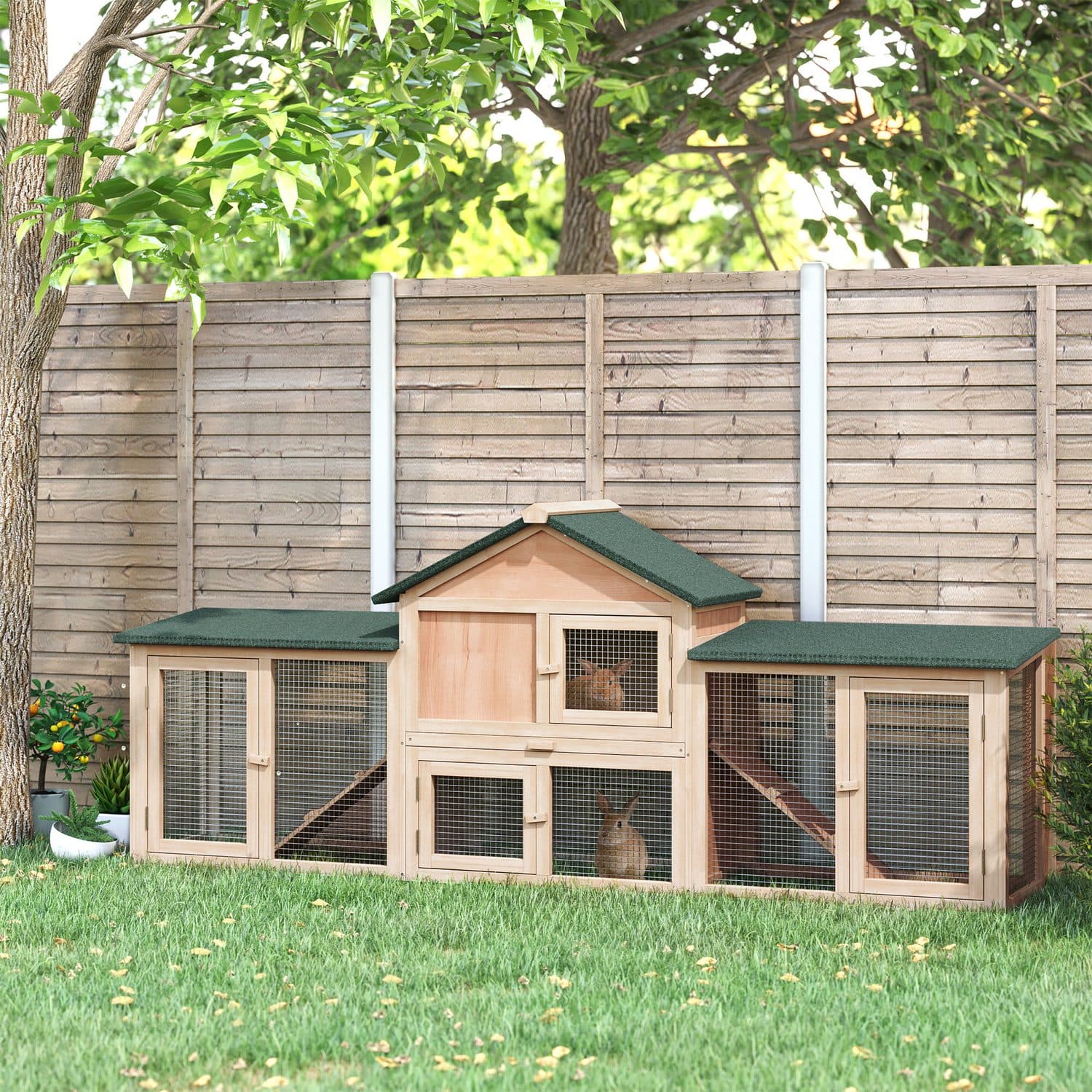PawHut Large 2 Storey Rabbit Hutch with Run - image 5
