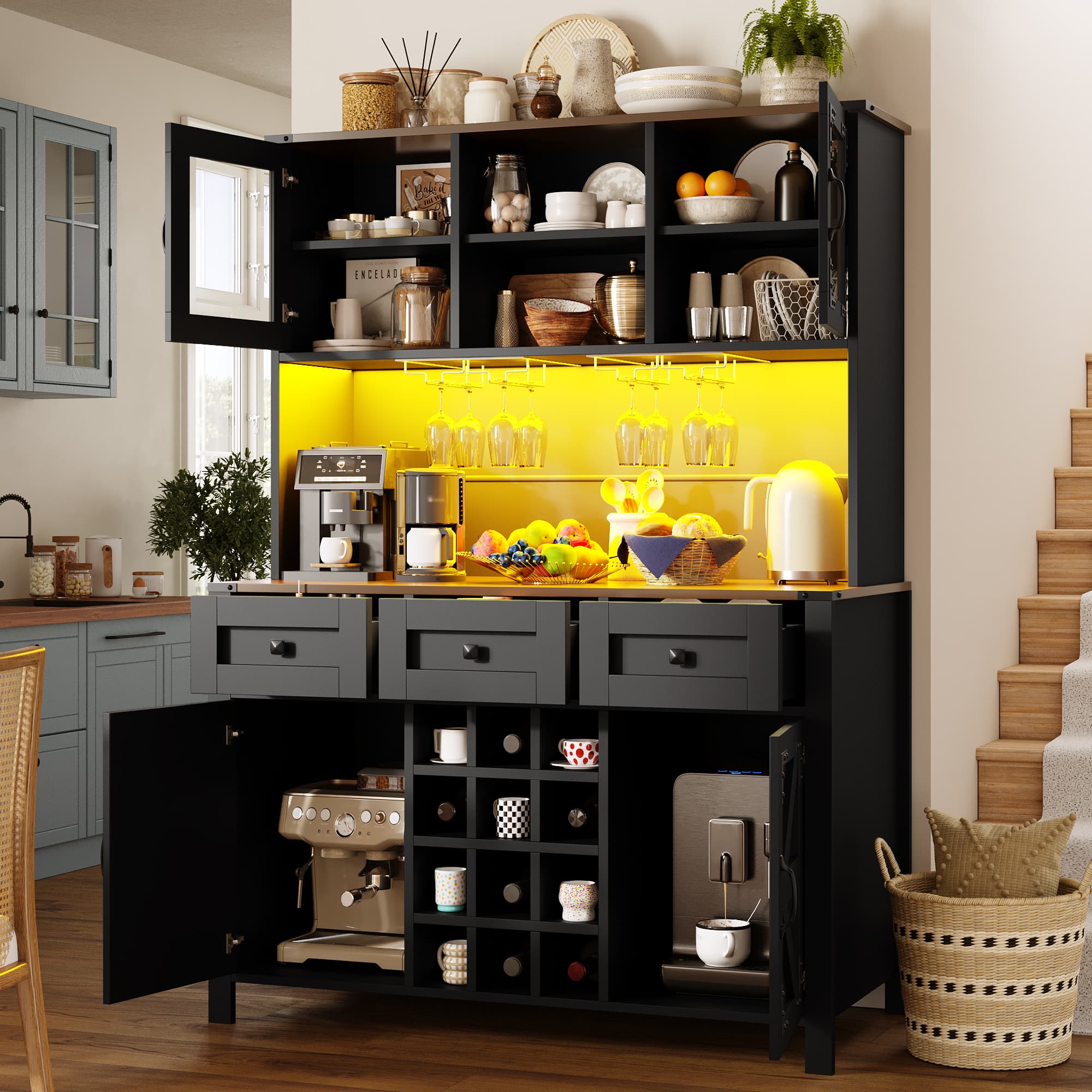 Modern Tall Storage Cabinet with Power & LED Lighting - image 1