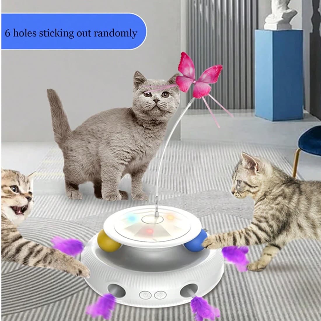 Rechargeable Interactive Cat Toy with 360° Rotating Feather - image 4
