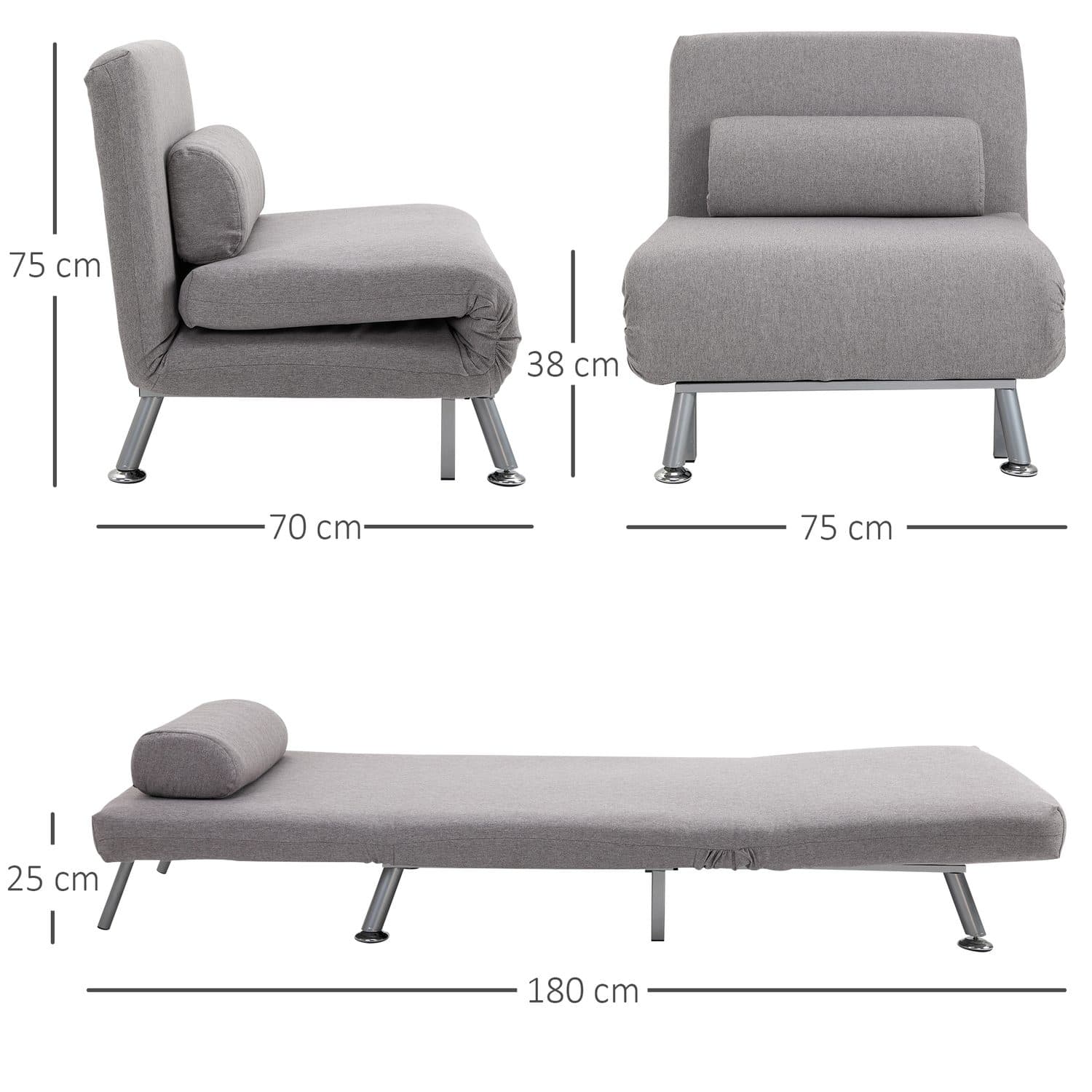 Grey Convertible Futon Chair - image 2