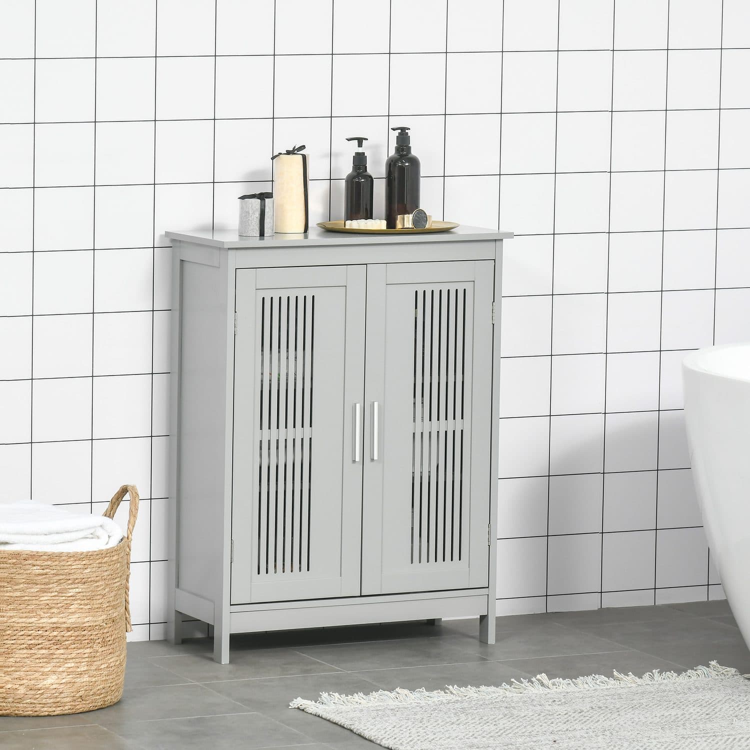 Double-Door Grey Bathroom Cabinet That Sits Well Anywhere - image 5