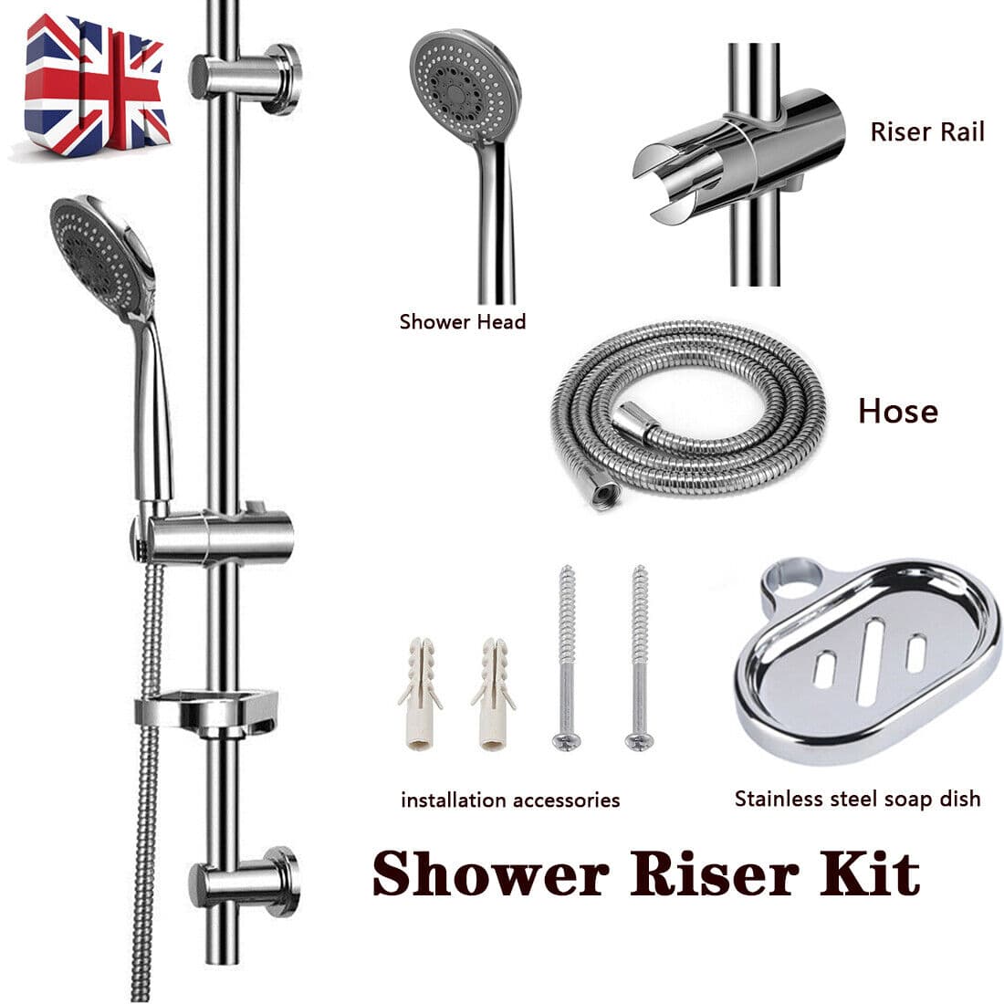 Adjustable Chrome Shower Riser Kit for Bathrooms - image 8