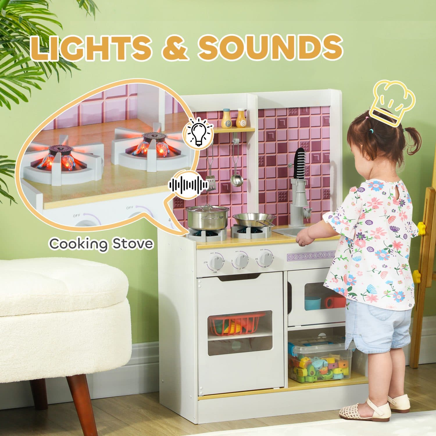 Interactive White Kids Kitchen - image 1