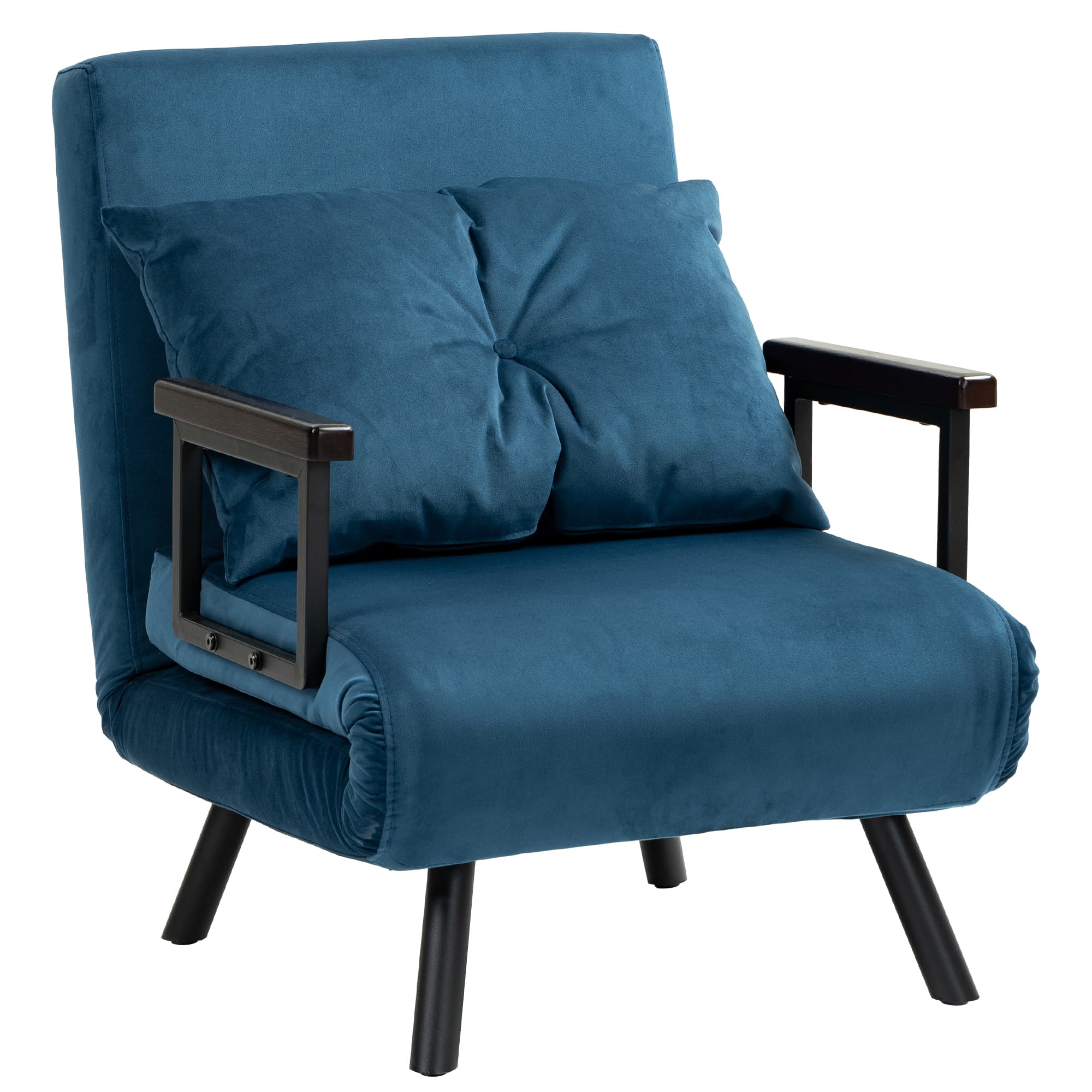 Folding Chair Bed with Five Reclining Positions — Teal Blue