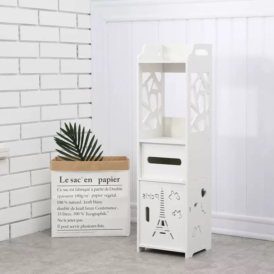 A Slim White Storage Tower That Keeps Your Bathroom Clutter-Free - Default