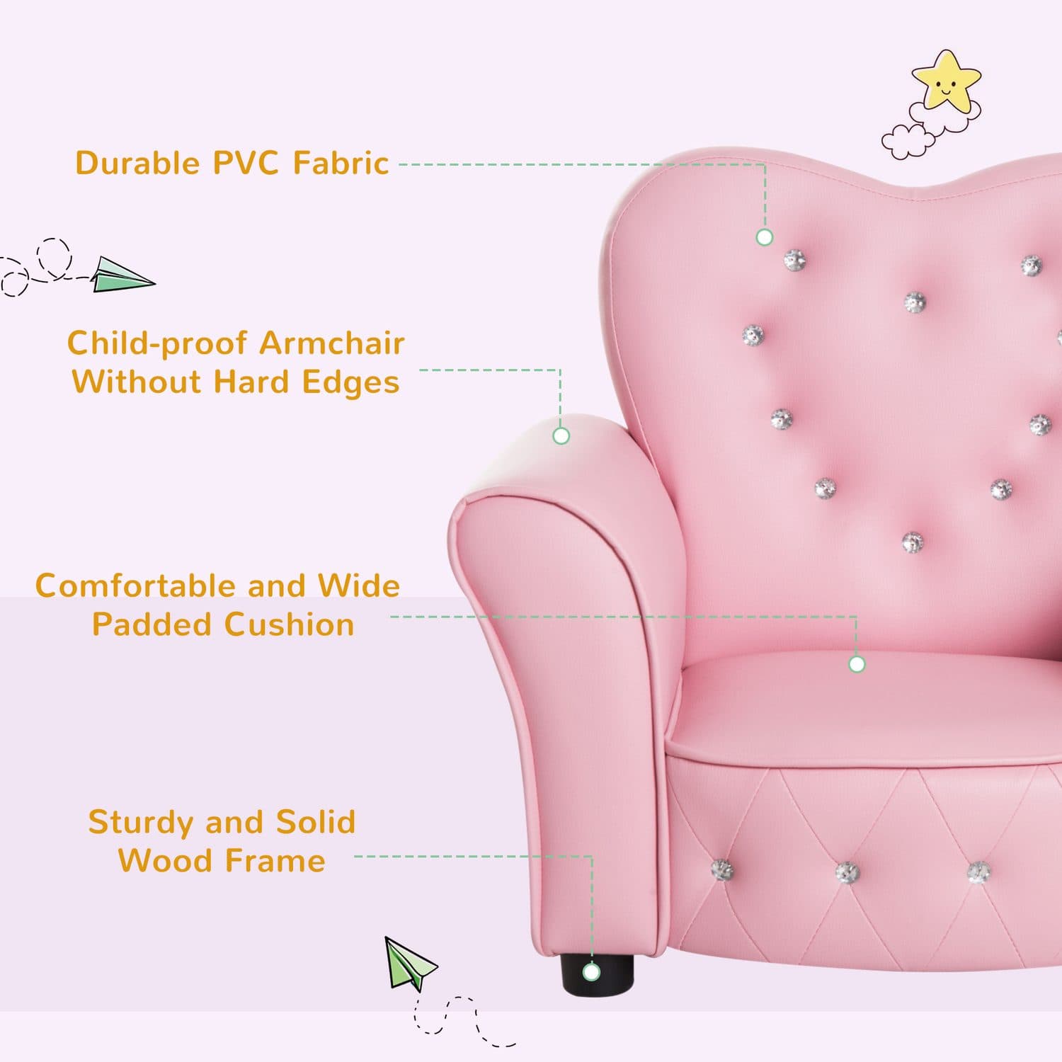 Pink Princess Toddler Armchair - image 2