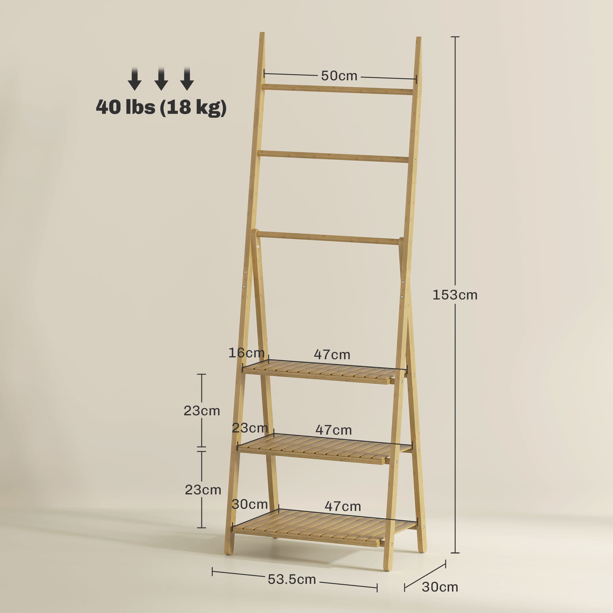 Bamboo Bathroom Shelf with Towel Bars - image 3