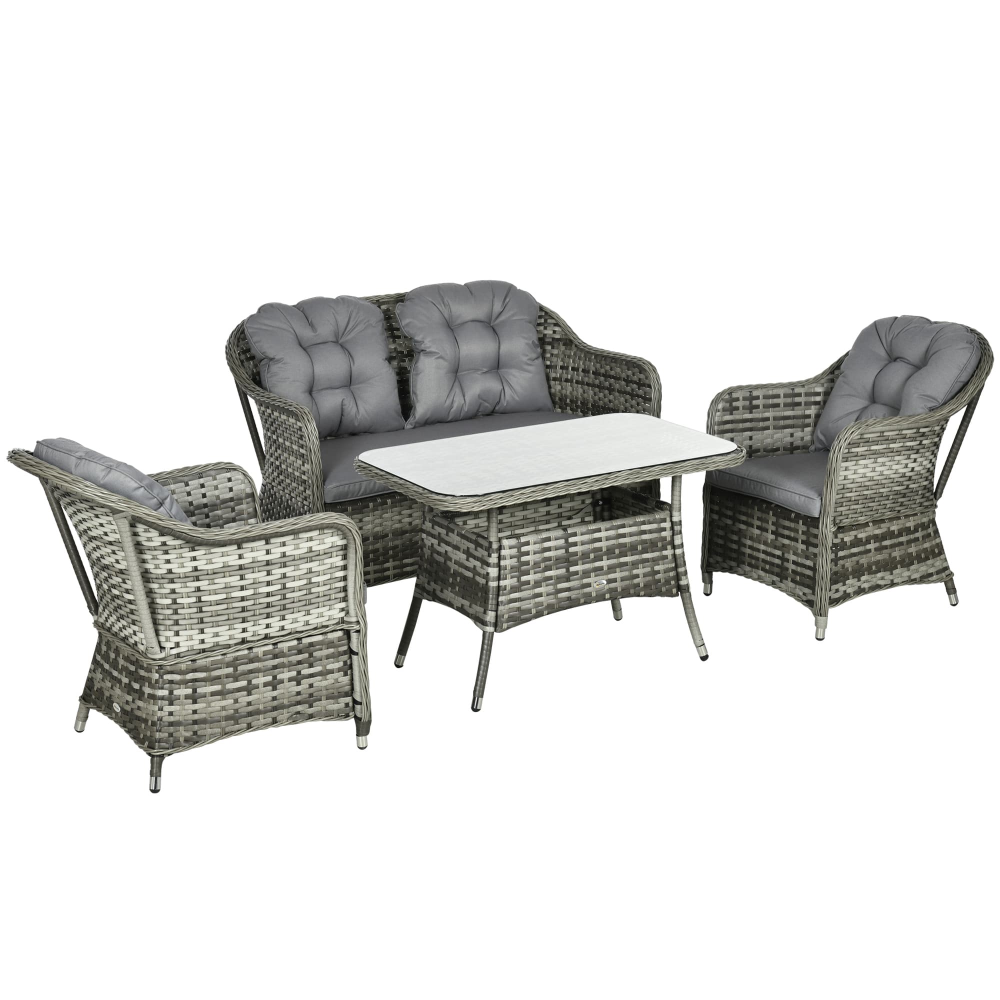 Grey 4-Piece Rattan Set