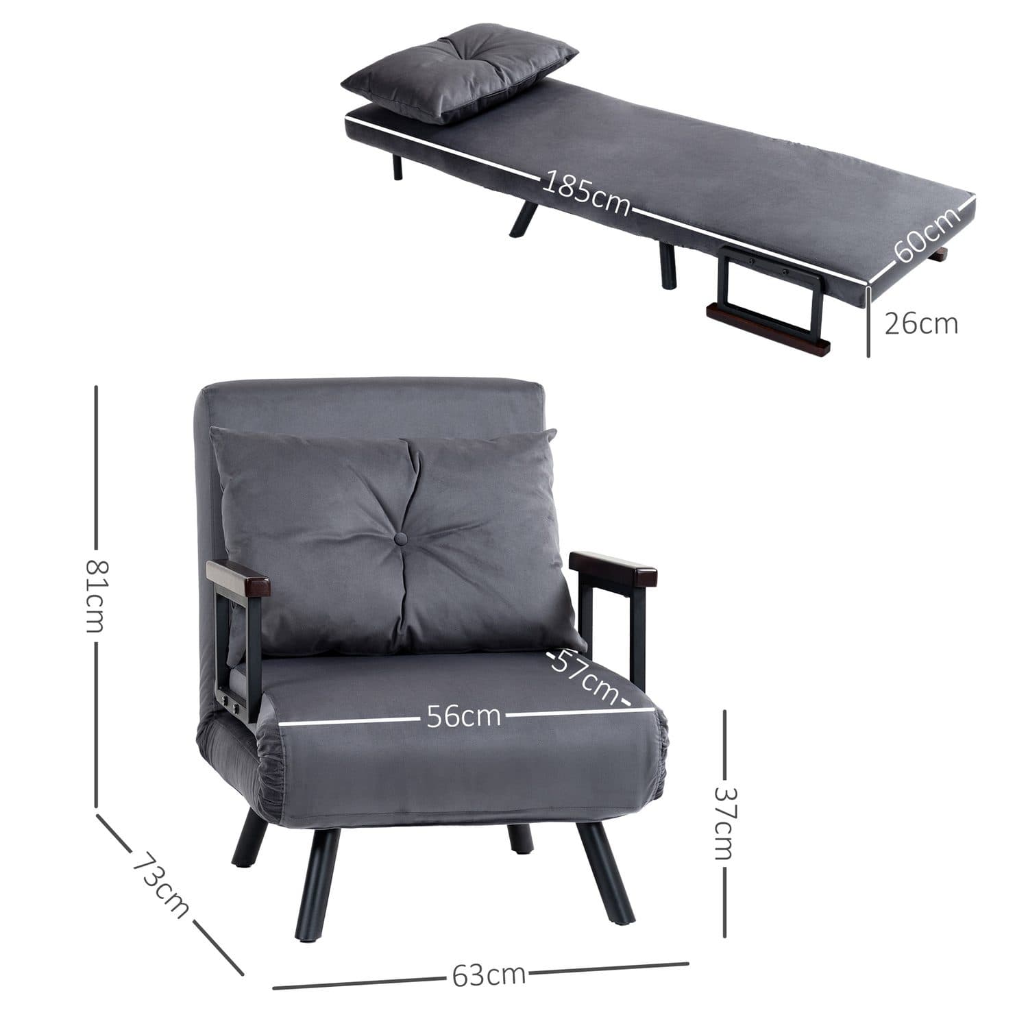 4-in-1 Velvet Single Chair Bed - image 5
