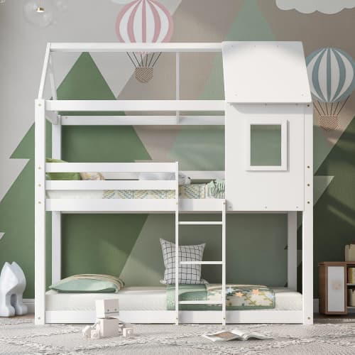 Children's Treehouse Mid Sleeper Cabin Bed, Solid Pine - image 1