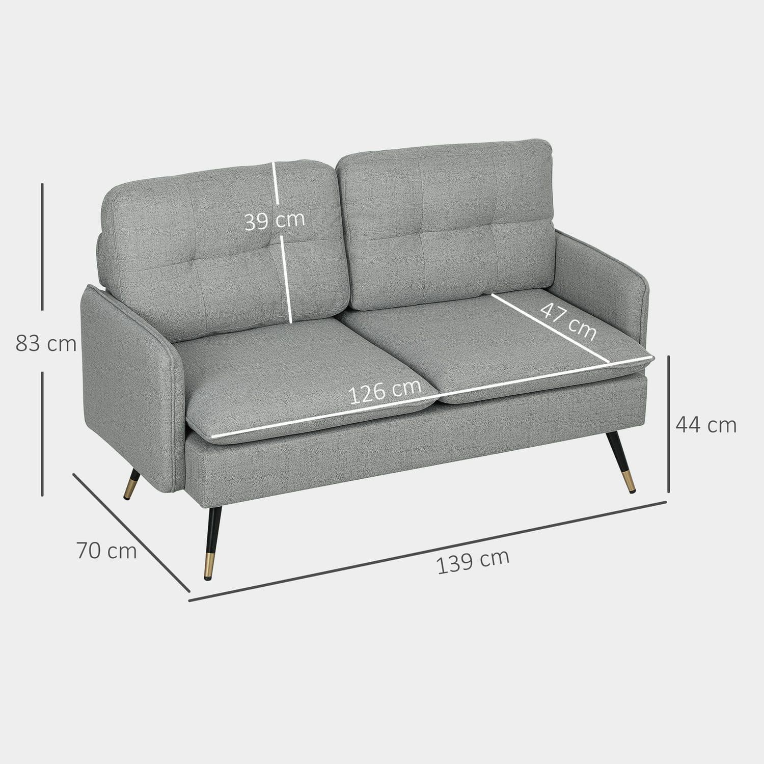 Compact Grey Two Seater Sofa - image 1