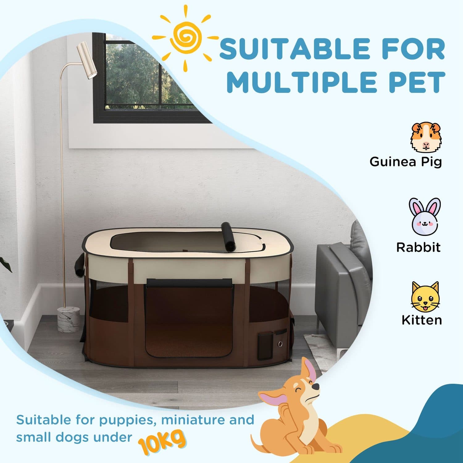PawHut Portable Dog Playpen with Ground Stakes - image 1