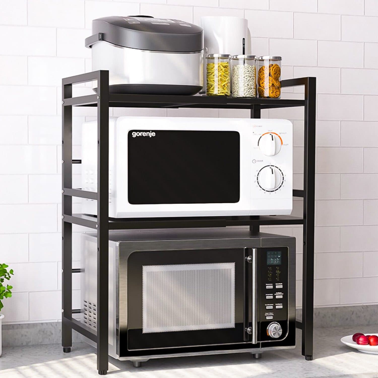 3-Tier Extendable Microwave Rack for Organised Kitchens - 2 Tiers