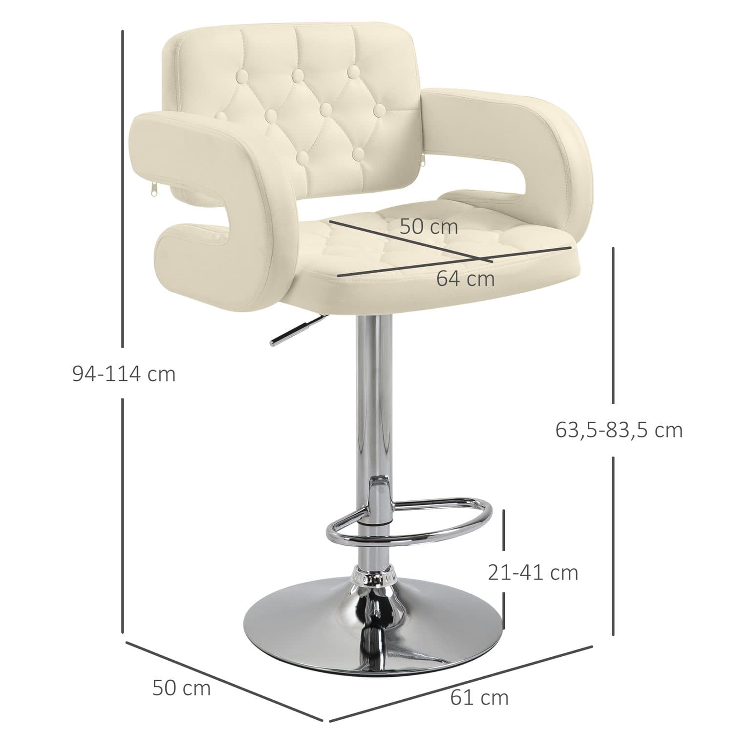 Adjustable Beige Swivel Bar Stool - image 3