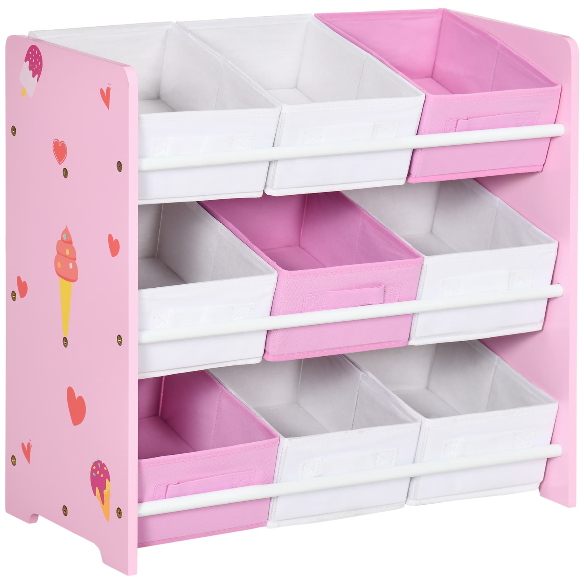 Kids pink storage rack for toys, books and clothes