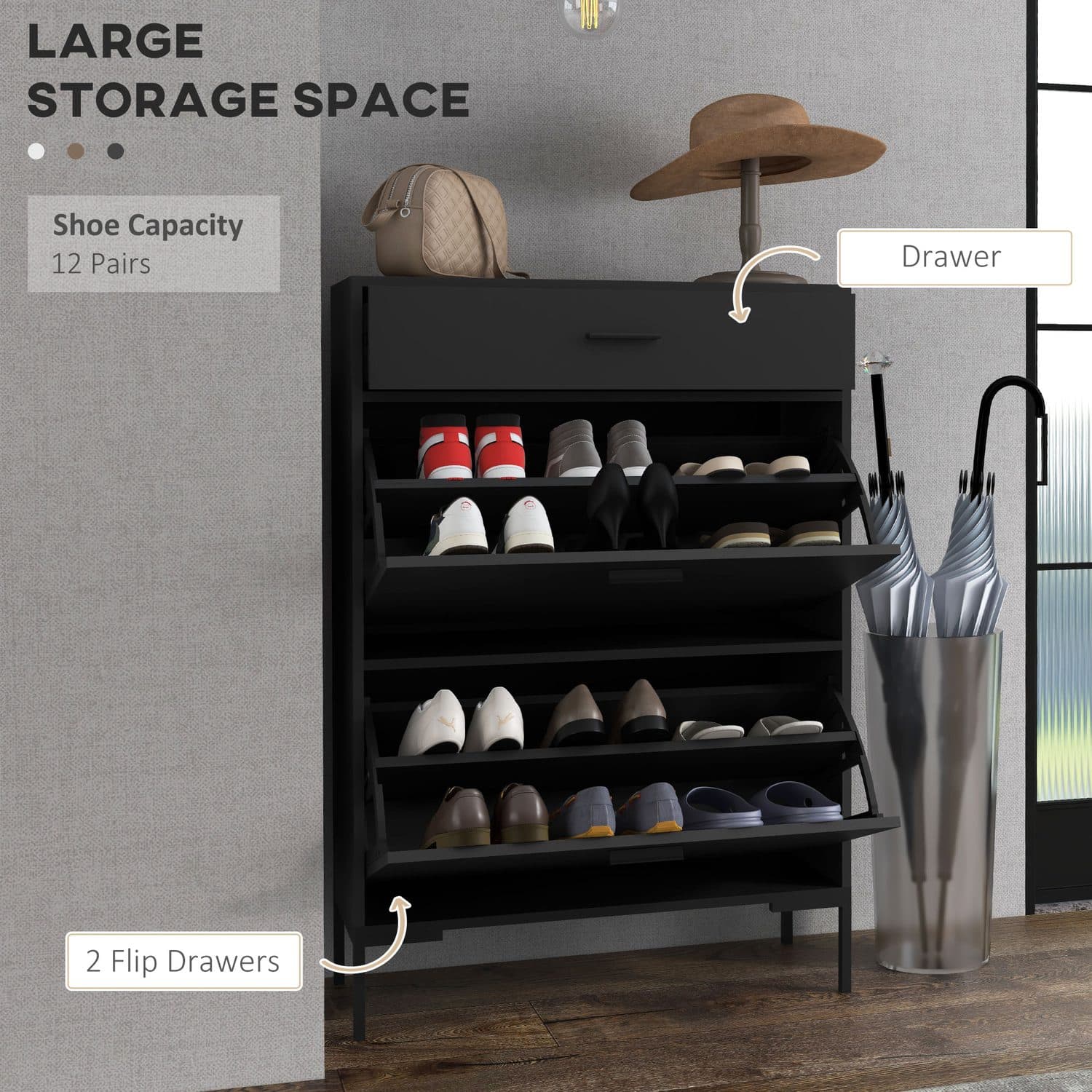 Slim Black Shoe Cabinet - image 5
