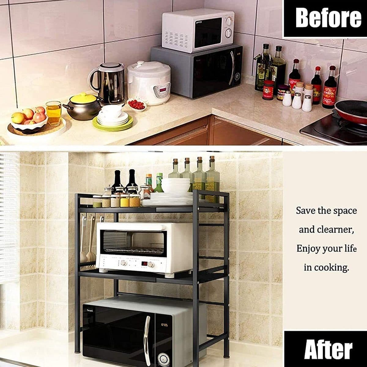 3-Tier Extendable Microwave Rack for Organised Kitchens - image 4