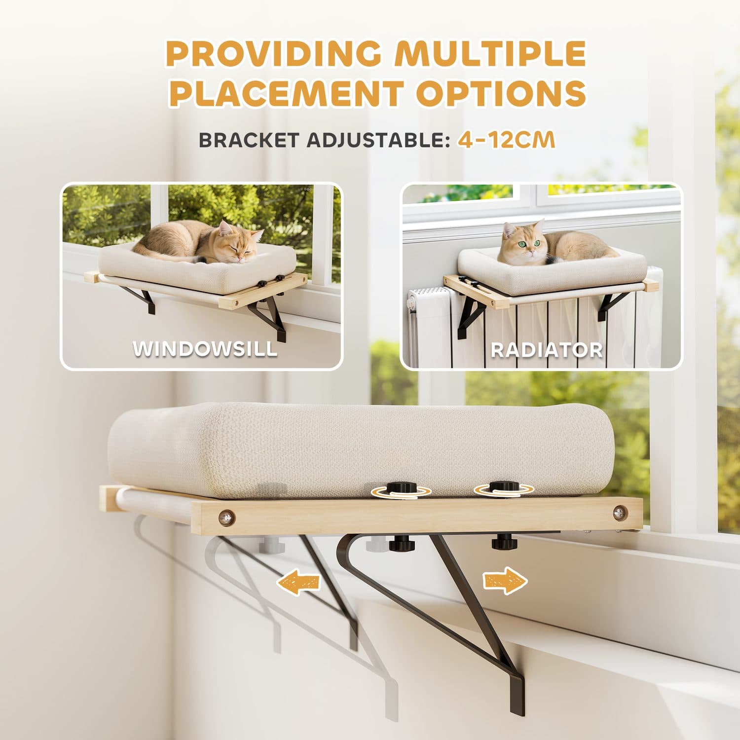 PawHut Cat Radiator Hammock, Cream White - image 2