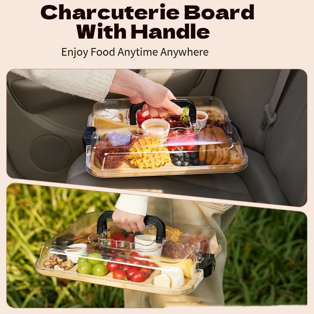 Bamboo Food Tray with Lockable Clear Acrylic Cover - image 8