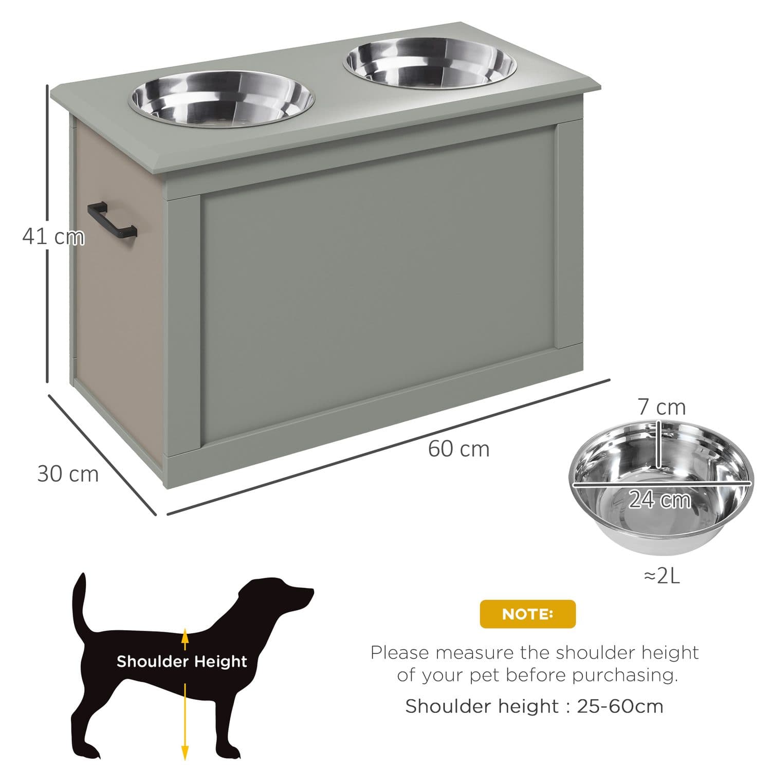 PawHut Raised Dog Feeder & Storage - image 5
