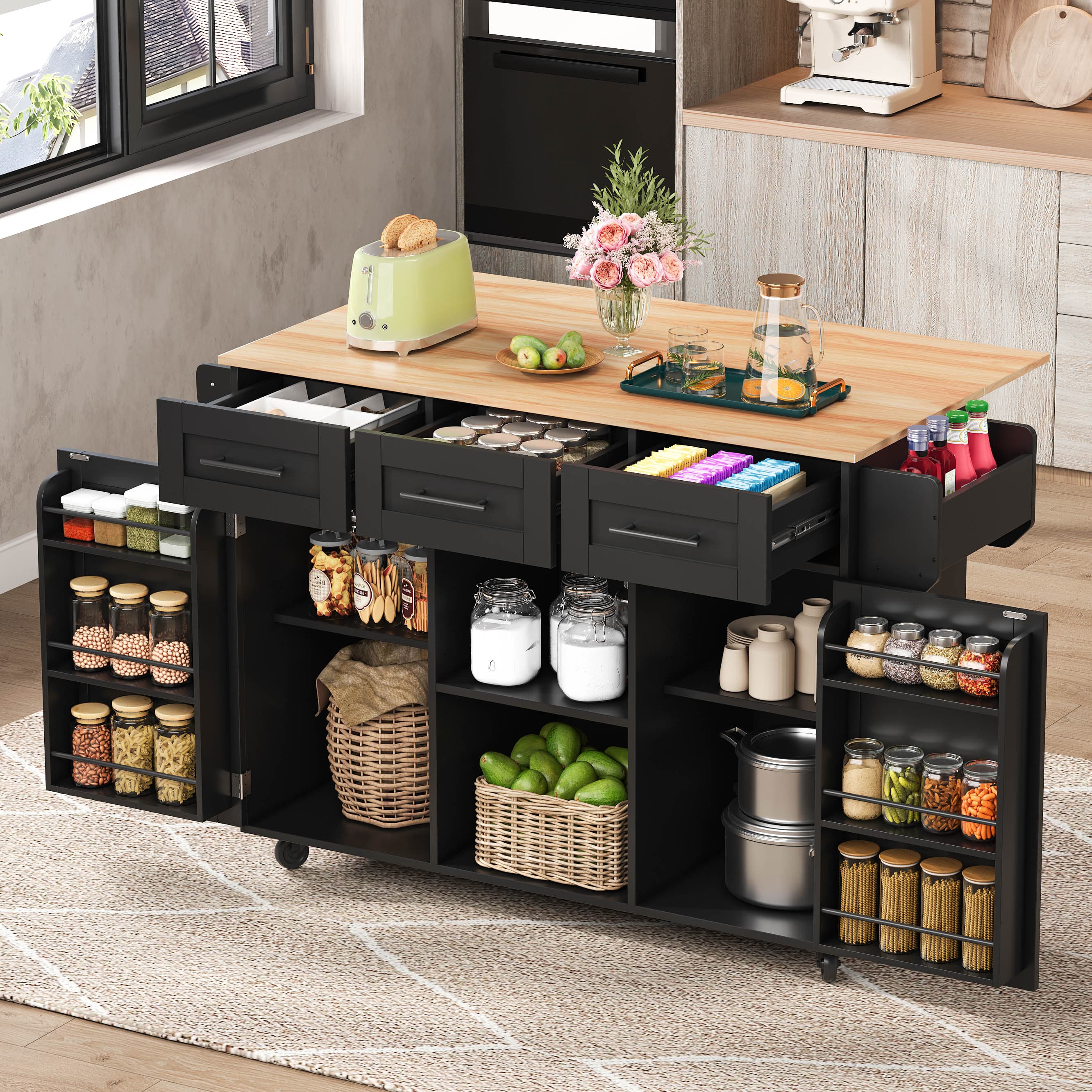 Foldable Kitchen Island Trolley - image 4