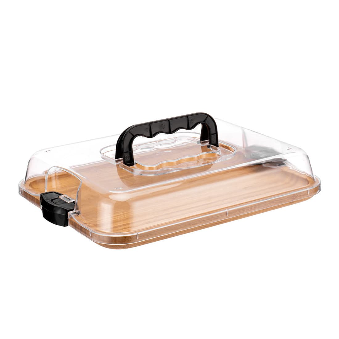 Bamboo Food Tray with Lockable Clear Acrylic Cover - image 5