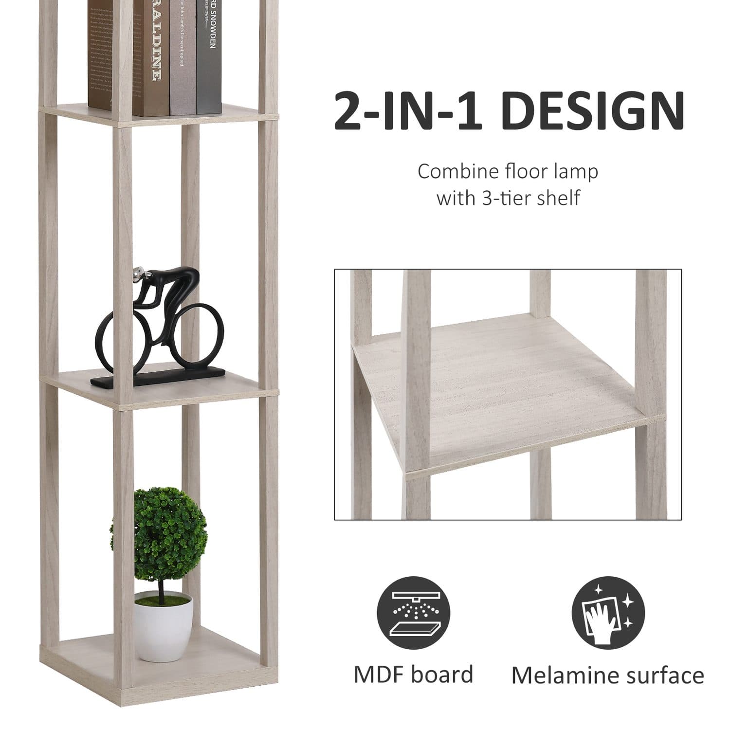 Oak 3-Tier Floor Lamp - image 3