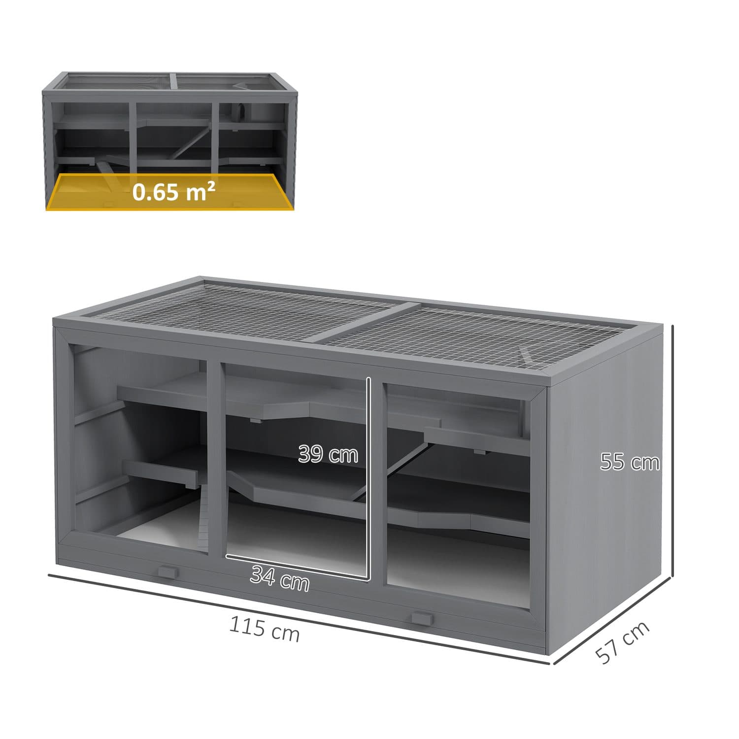 PawHut Hamster Cage with Adjustable Hinged Roof - image 3