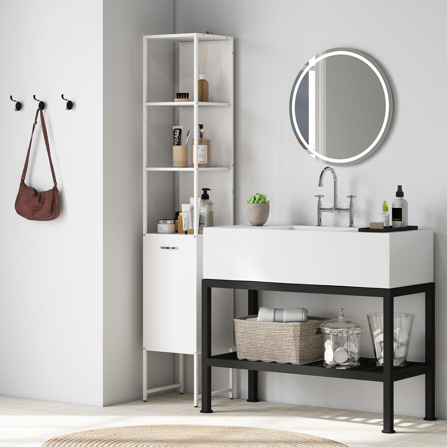 Tall White Bathroom Cabinet - image 5