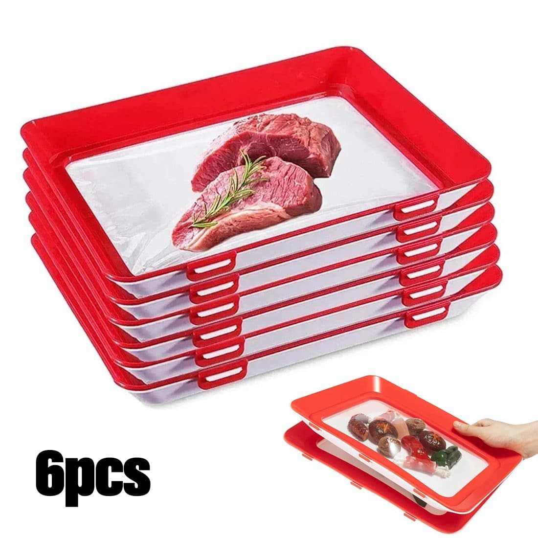 Reusable Stretch Food Storage Trays for Fresher Meals - 6pcs