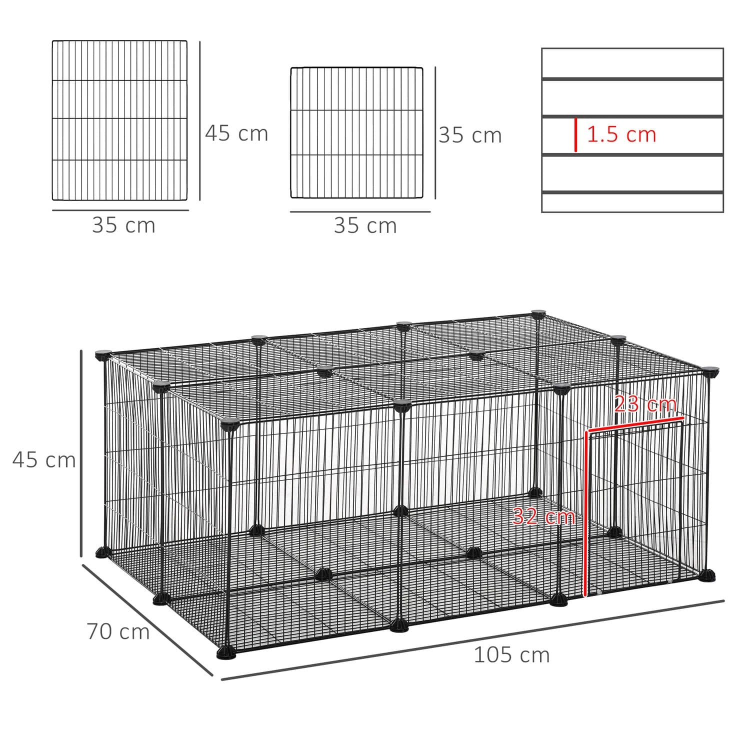 PawHut DIY Metal Fence Cage for Rabbits & Guinea Pigs - image 5