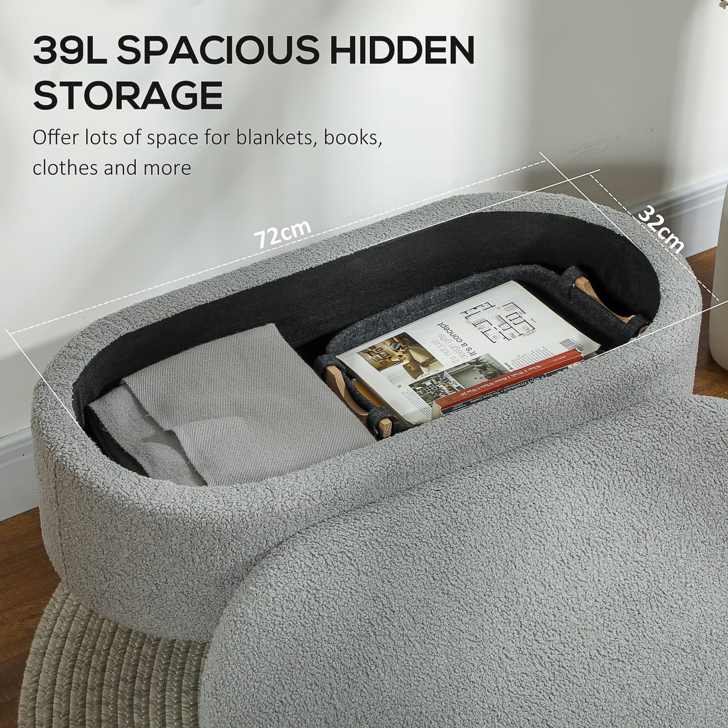 Grey Teddy Fleece Storage Ottoman - image 5