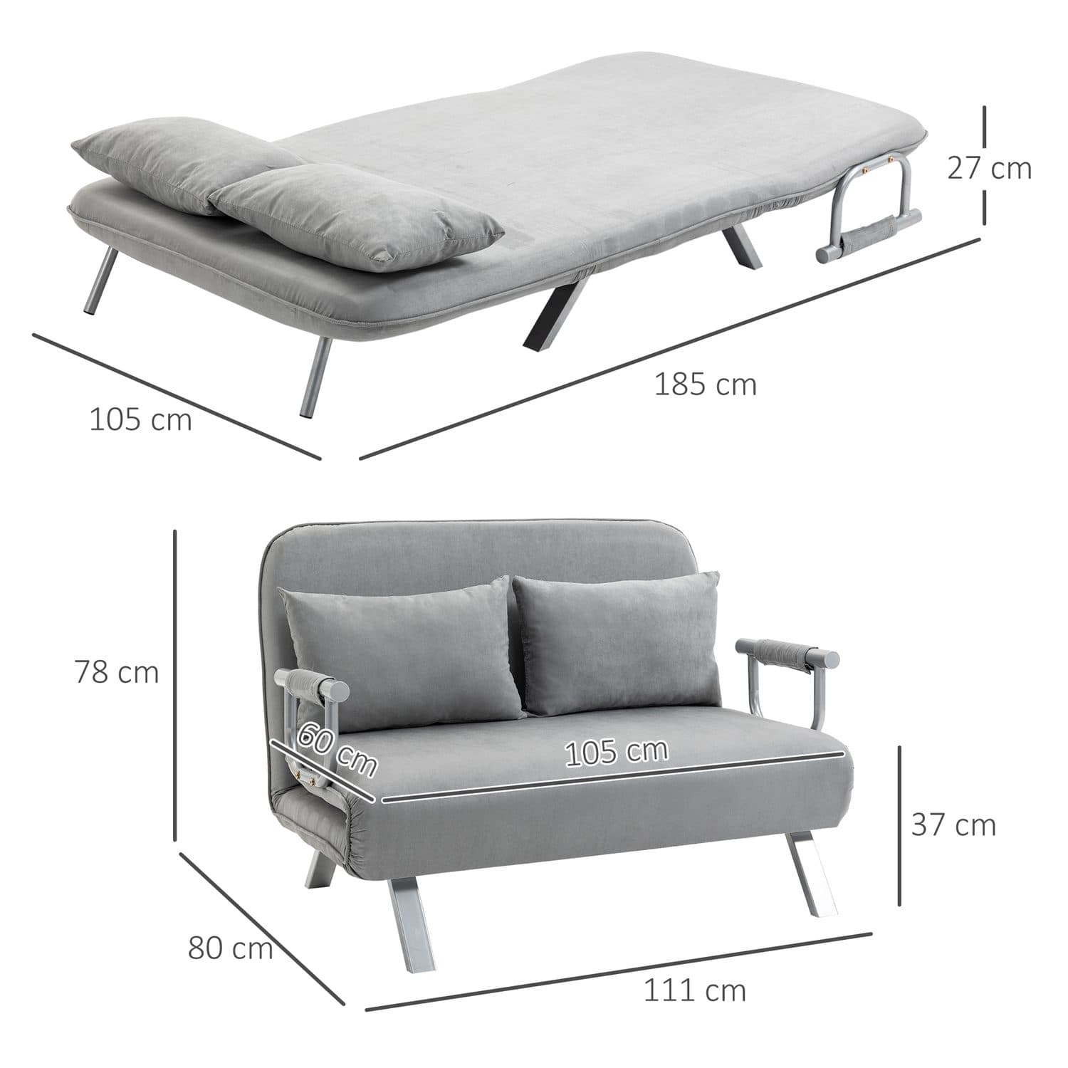 Light Grey Click-Clack Sofa Bed - image 1
