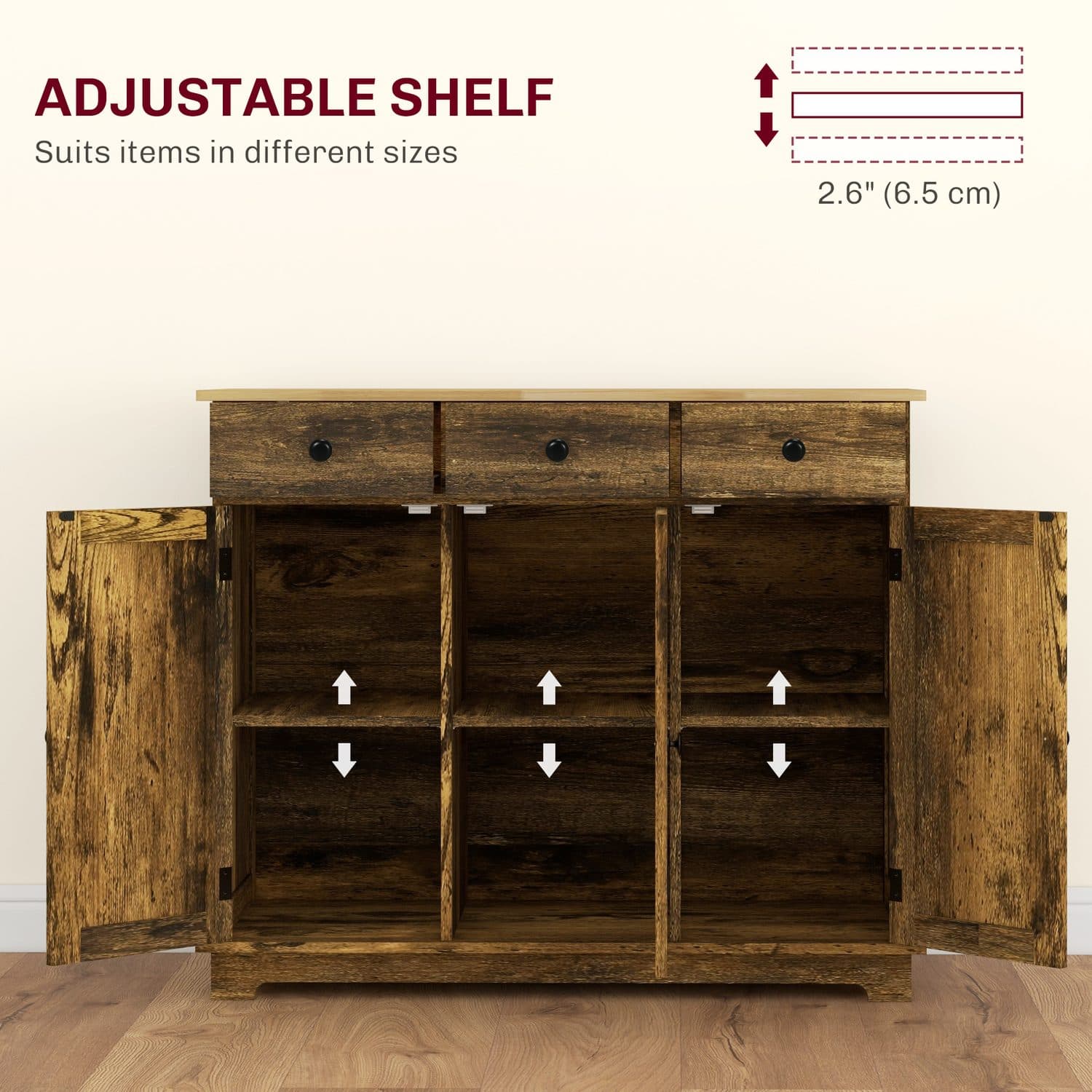Rustic Brown Sideboard Cabinet for Effortless Home Storage - image 3