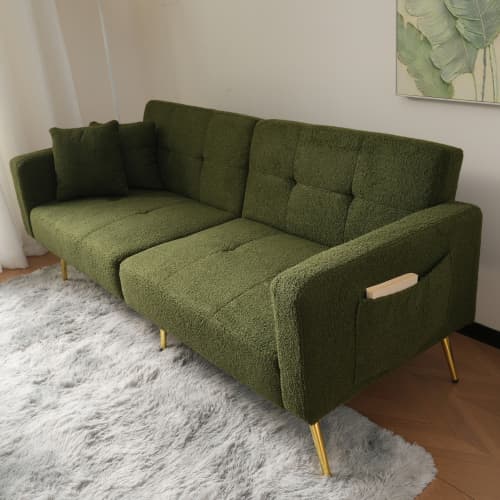 Chic 2 Seater Click Clack Sofa Bed with Side Pockets - image 3