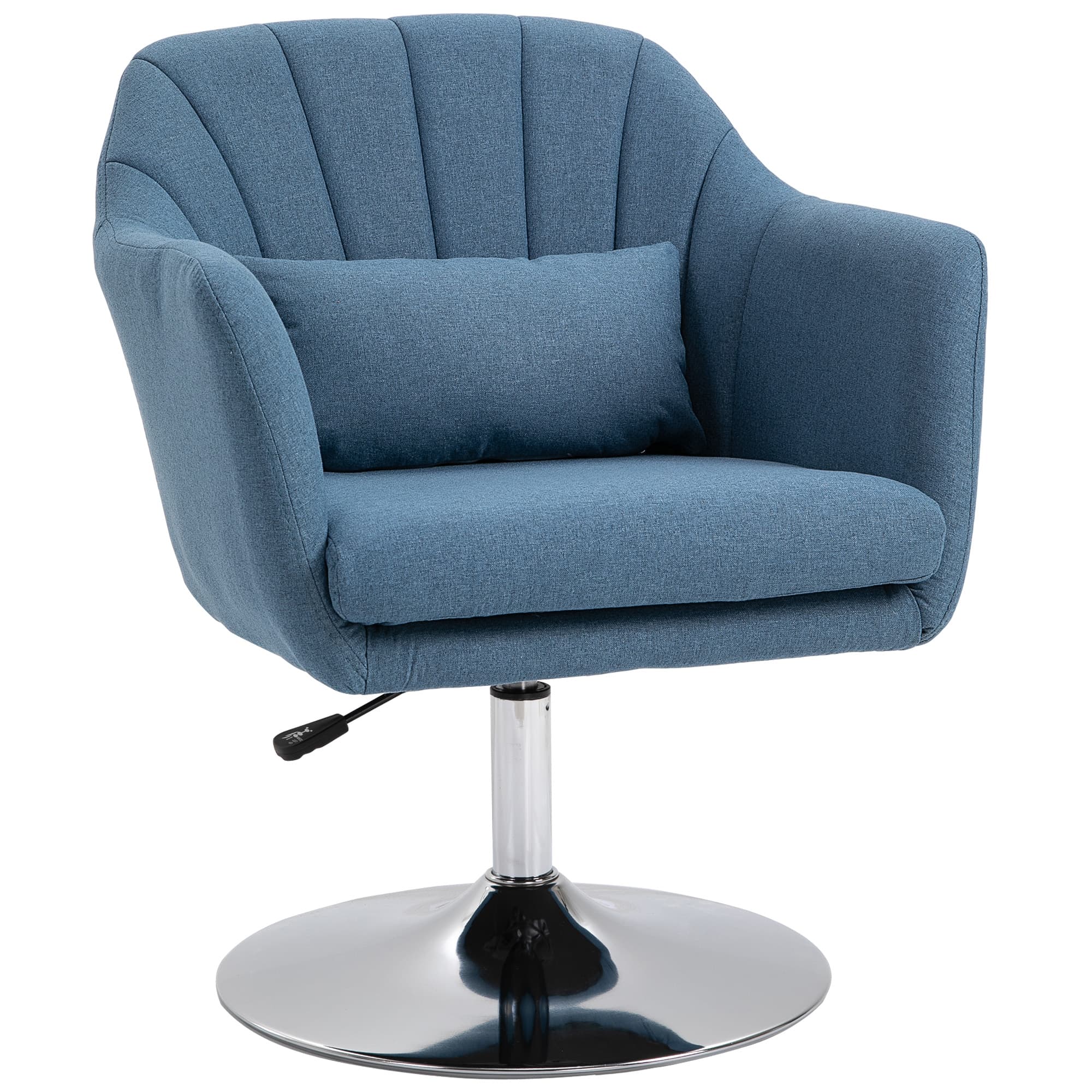 Blue Linen Swivel Accent Chair