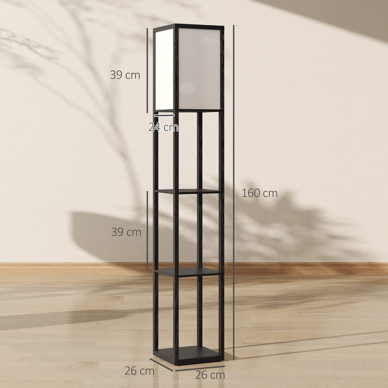 Black Floor Lamp with Three Display Shelves - image 4