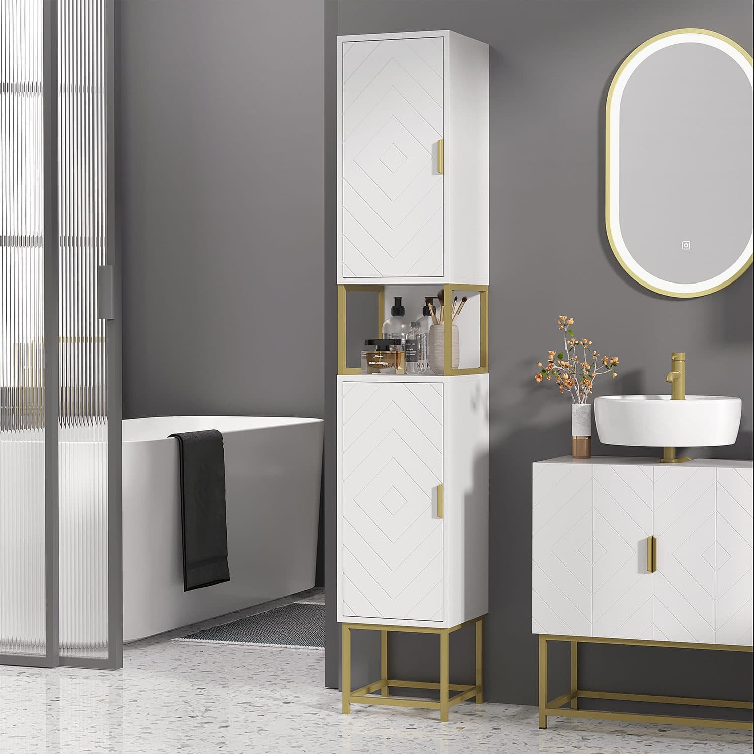 Slim White Bathroom Tallboy - image 4